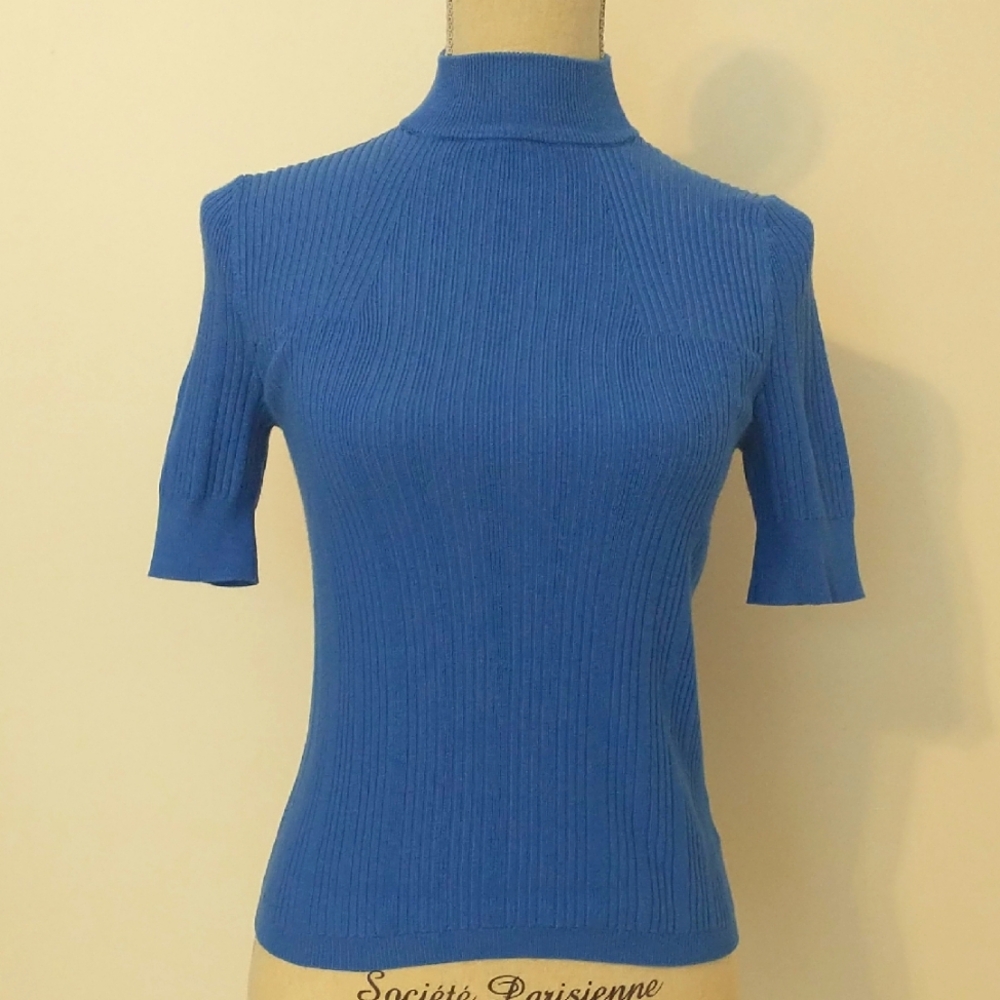 Blue Ribbed Mockneck Sweater Size XS